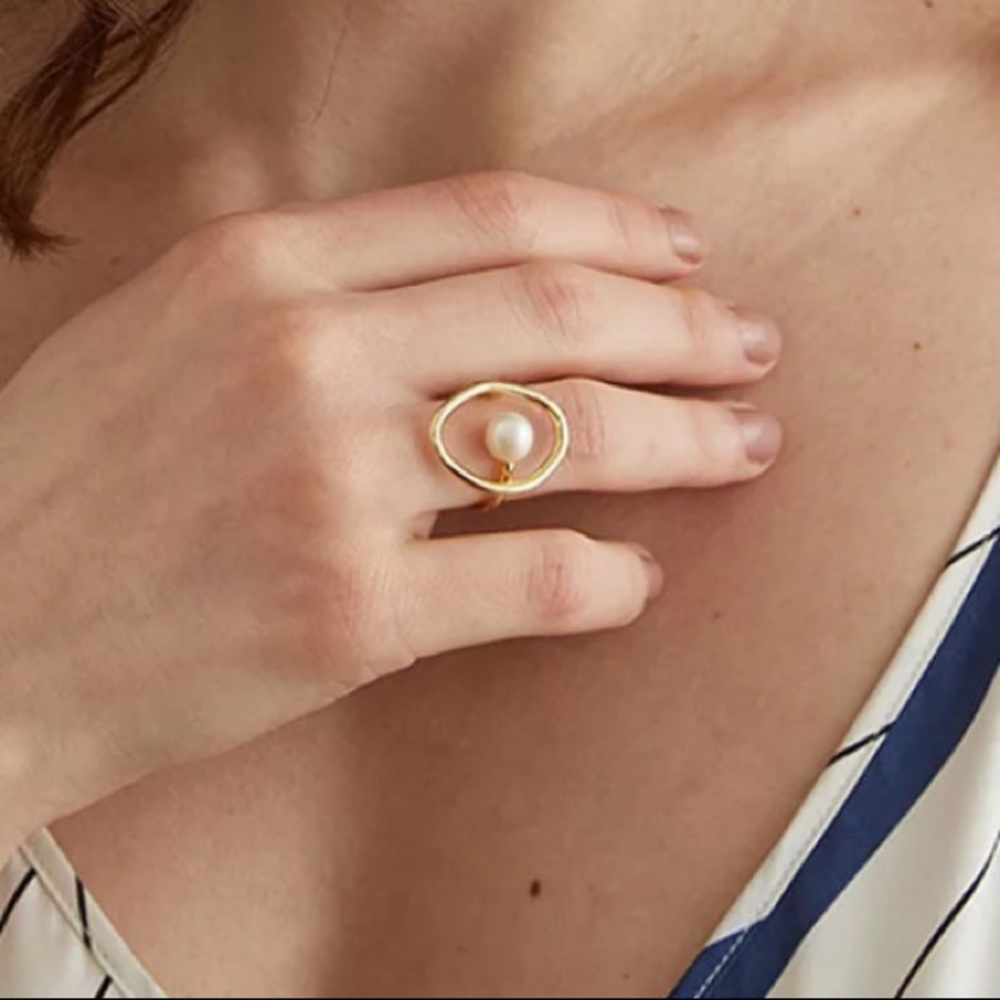 🤍Vintage pearl open gold plated ring - Picture 9 of 10